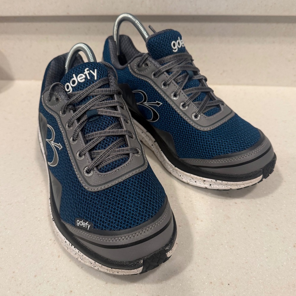 Gravity Defyer G-Defy Ion Mens size 8 Walking Sneakers Navy Grey TB9024MUG-M